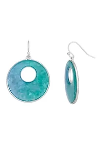 Silver Tone Ombré Shell Donut Drop Earrings