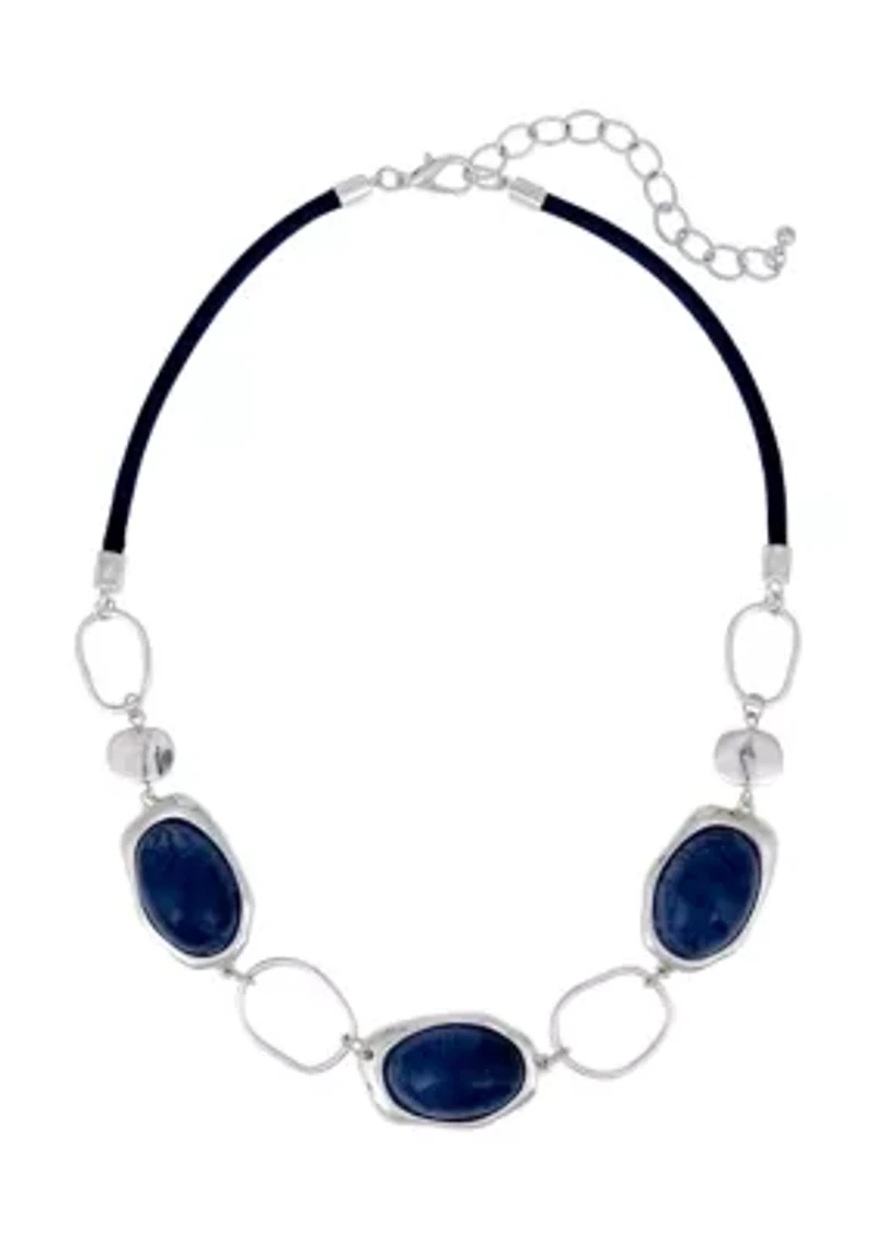 Cabochon Open Link Frontal Cord Necklace