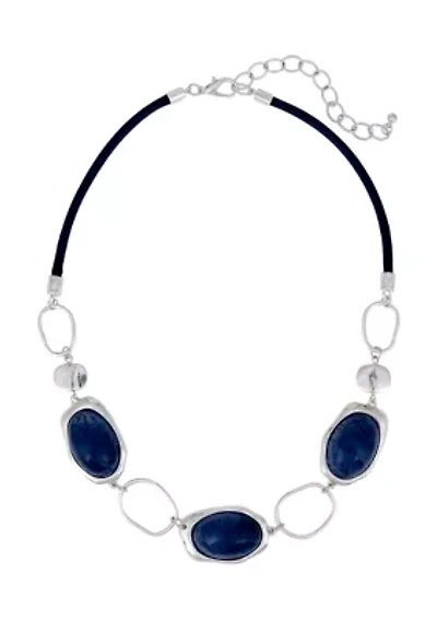 Cabochon Open Link Frontal Cord Necklace