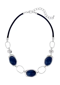 Cabochon Open Link Frontal Cord Necklace