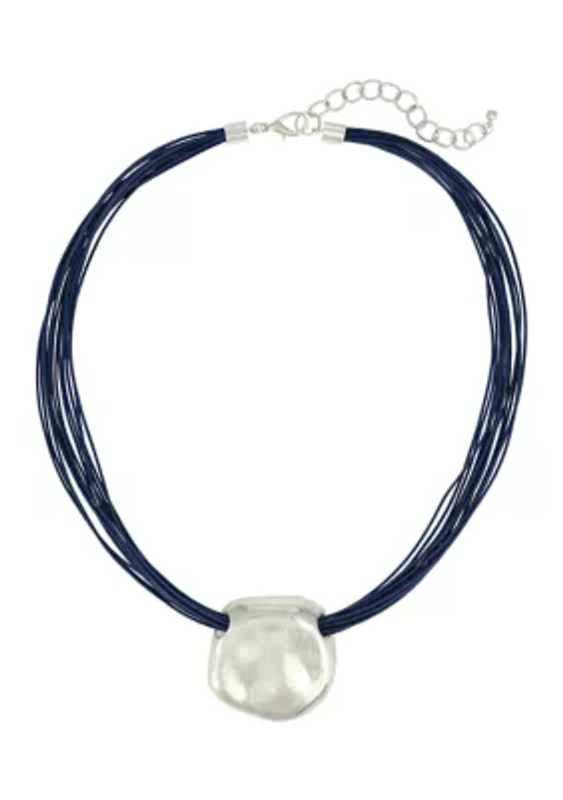 Silver-Tone Slider Pendant Multi Cord Necklace