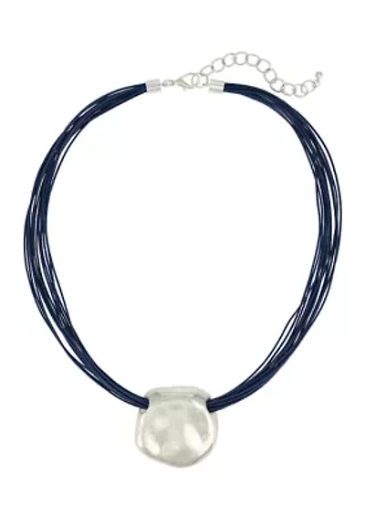 Silver-Tone Slider Pendant Multi Cord Necklace