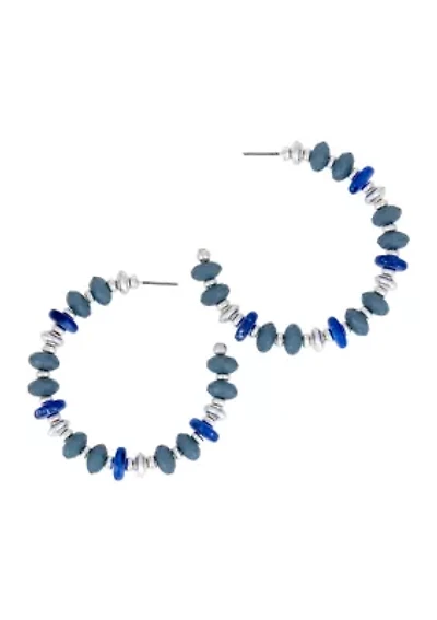 Multi Beaded C Hoop Earrings 