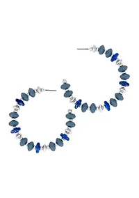 Multi Beaded C Hoop Earrings 