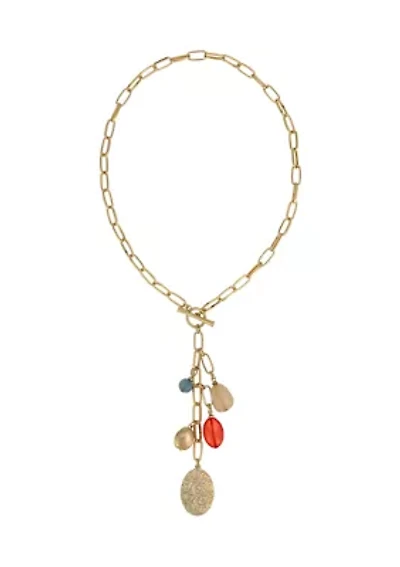 Multi Bead Chain Linked Y-Necklace