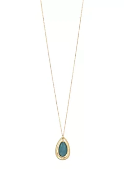 Long Orbital Stone Pendant Necklace  