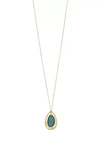 Long Orbital Stone Pendant Necklace  