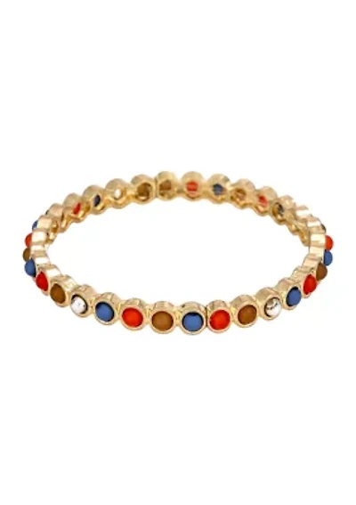 Multi Color Stone Thin Stretch Bangle Bracelet