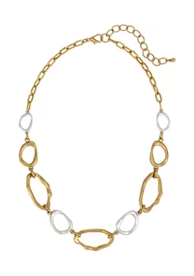 Organic-Shaped Two Tone Link Frontal Necklace