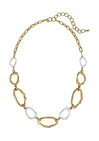Organic-Shaped Two Tone Link Frontal Necklace