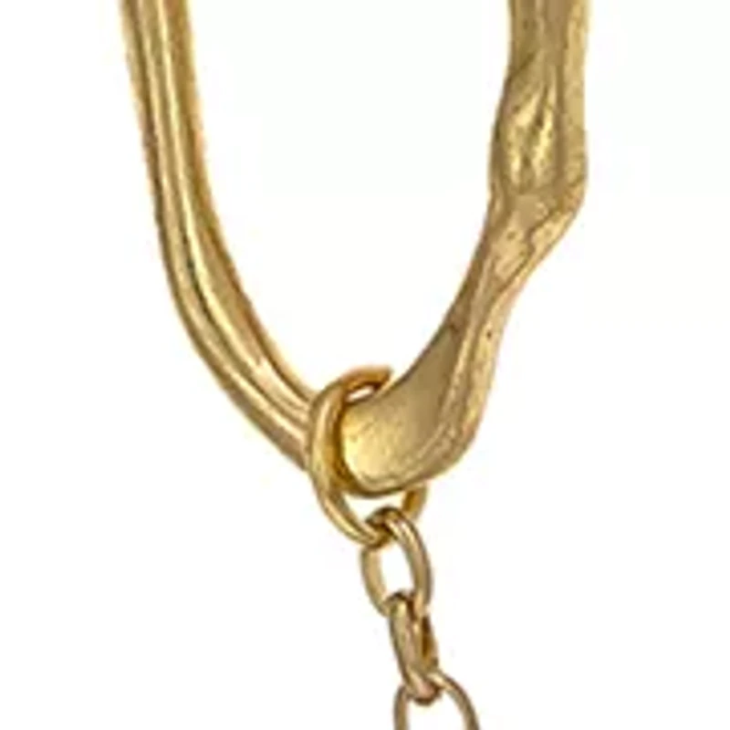 Two Tone Organic Shape Disc Station Necklace