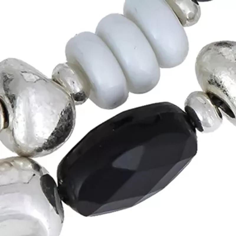 Multi Beaded Two Row Slider Bracelet