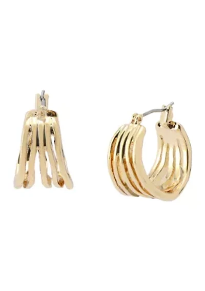 Sculpted Multi Row Huggie Earrings