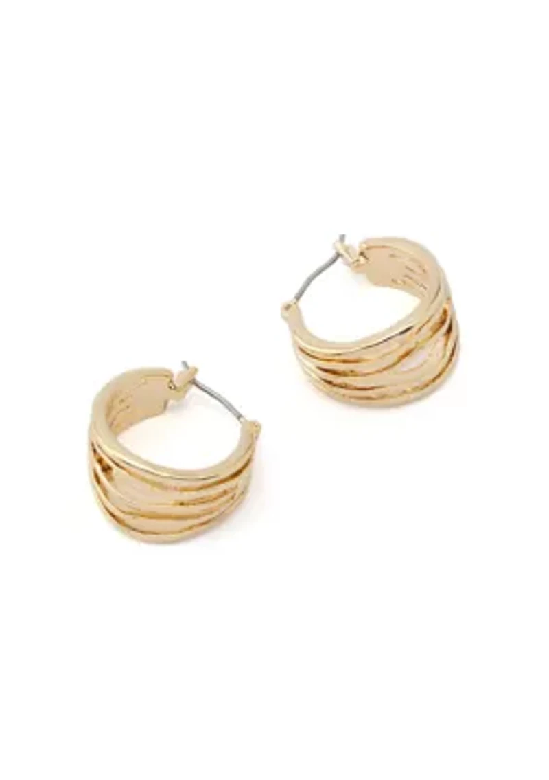 Sculpted Multi Row Huggie Earrings