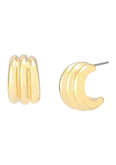 Ribbed Tube Huggie Earrings