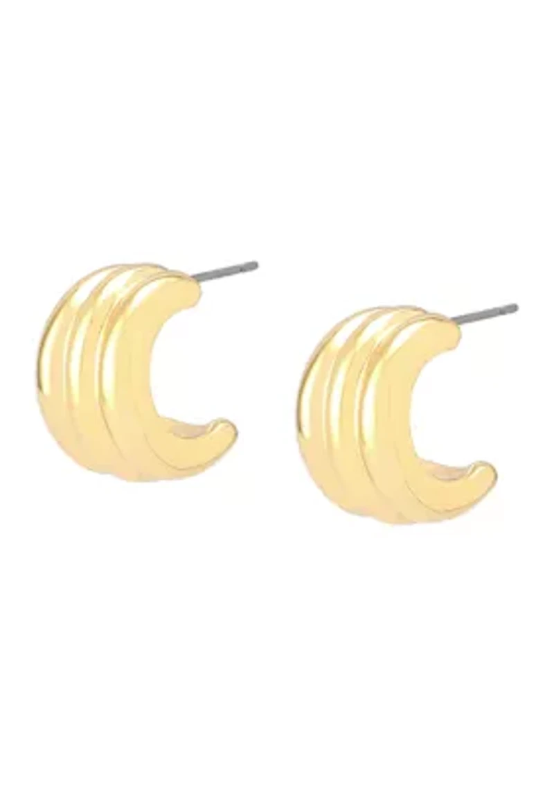 Ribbed Tube Huggie Earrings