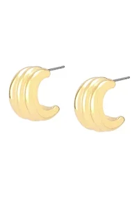 Ribbed Tube Huggie Earrings