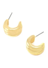 Ribbed Tube Huggie Earrings
