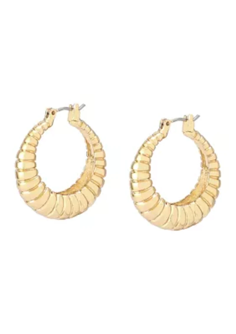 Ribbed Tube Hoop Earrings