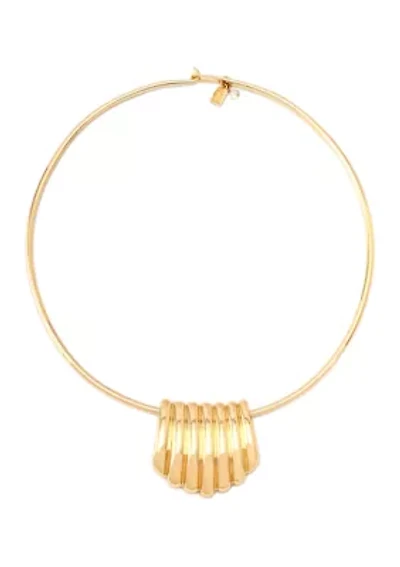 Ribbed Tube Statement Wire Necklace