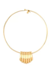 Ribbed Tube Statement Wire Necklace