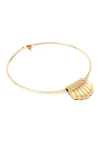 Ribbed Tube Statement Wire Necklace