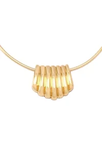 Ribbed Tube Statement Wire Necklace