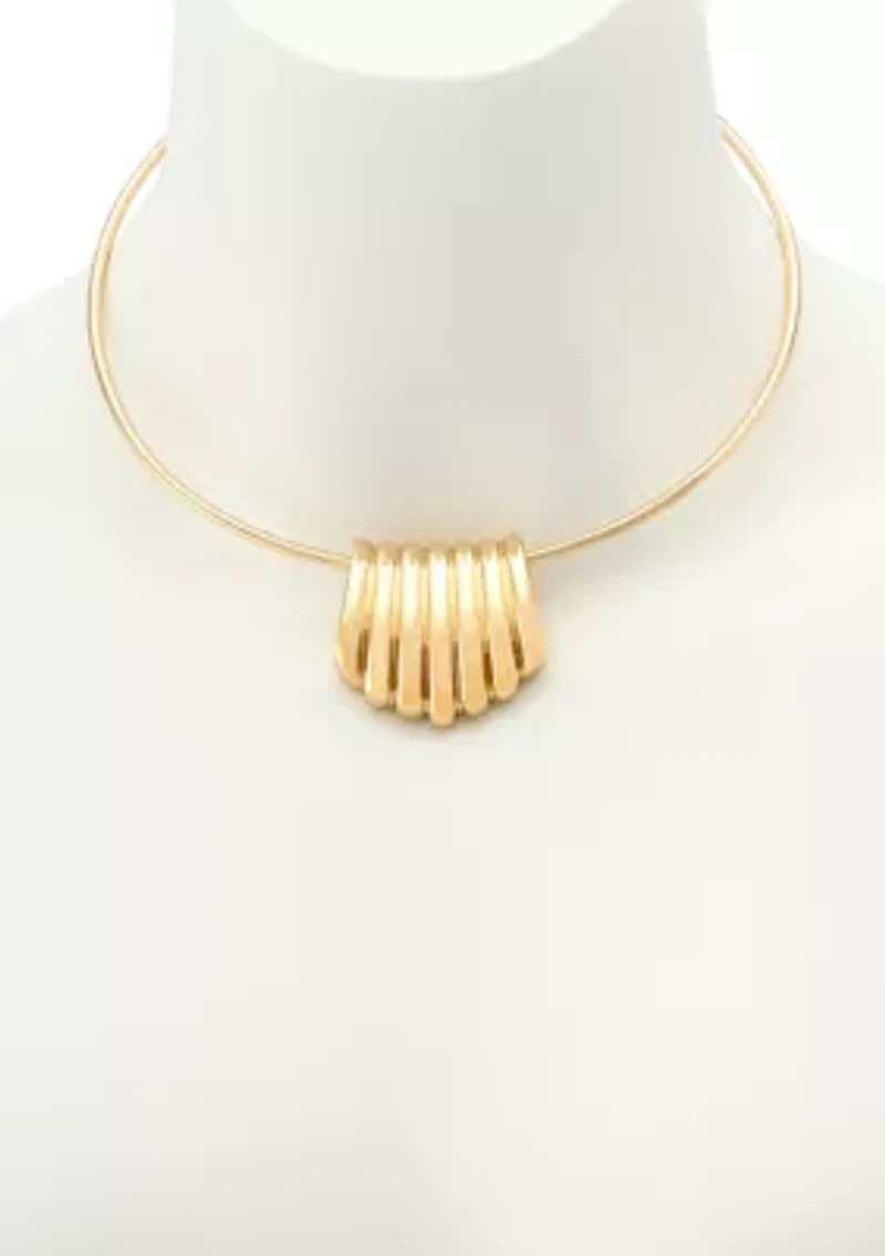 Ribbed Tube Statement Wire Necklace