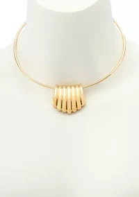 Ribbed Tube Statement Wire Necklace
