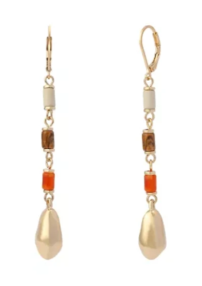 Mixed Stone Molten Bead Linear Earrings