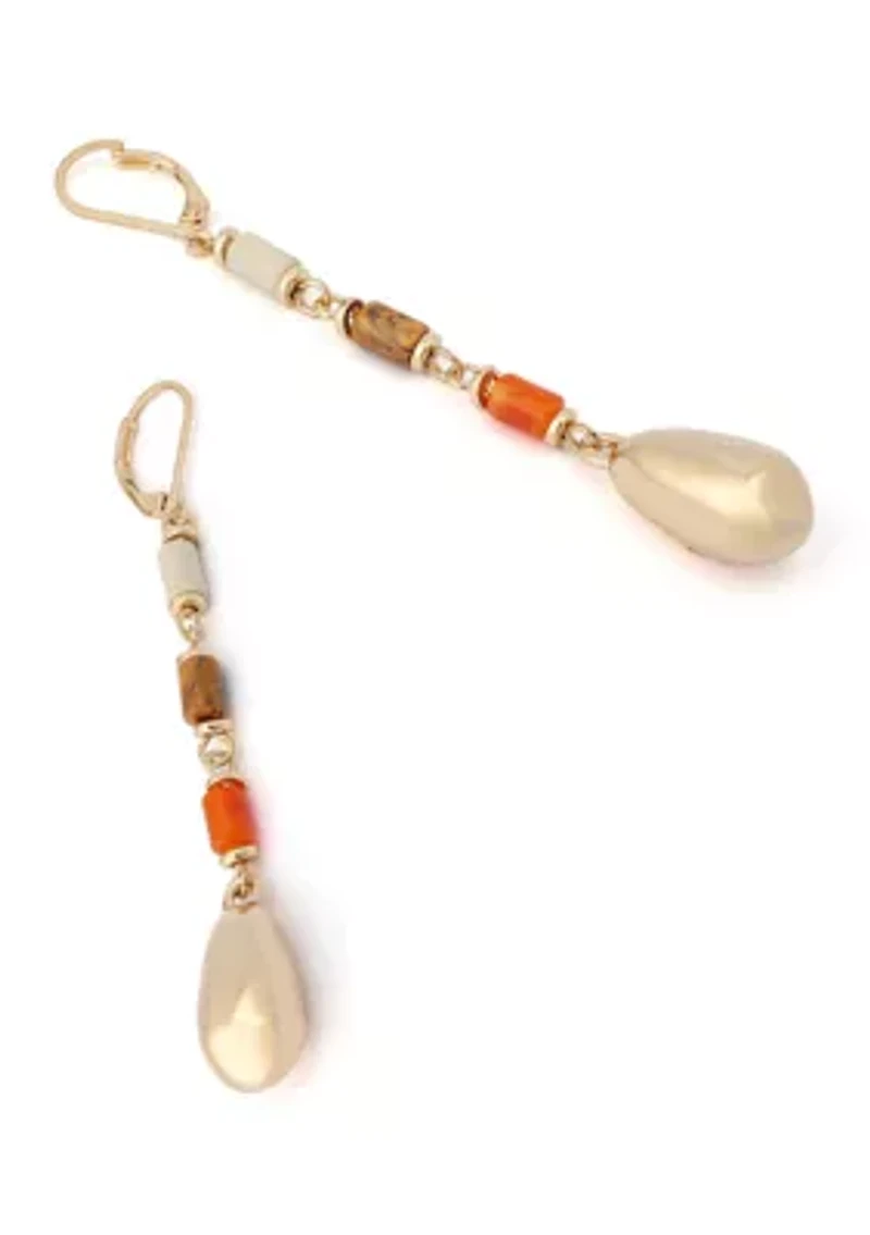 Mixed Stone Molten Bead Linear Earrings