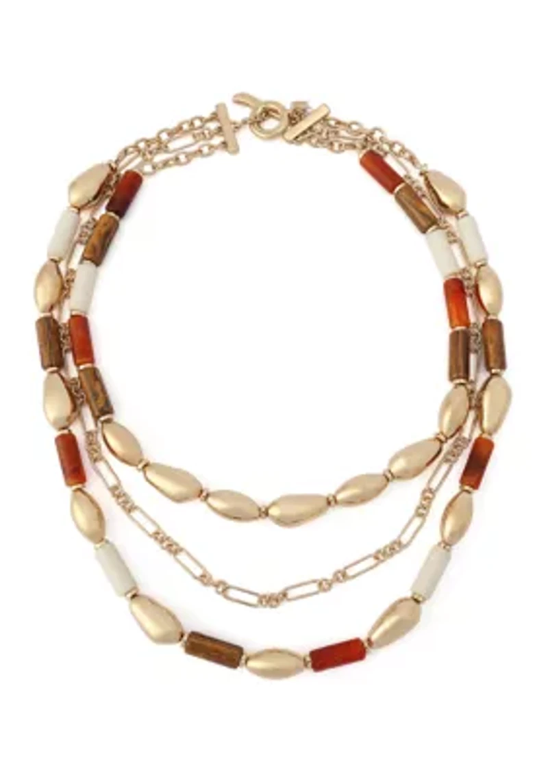 Mixed Stone Molten Beaded Layered Necklace