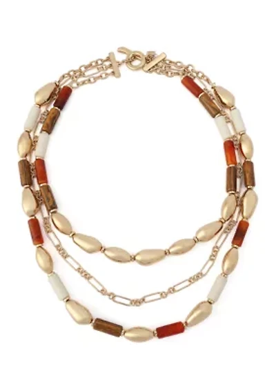 Mixed Stone Molten Beaded Layered Necklace
