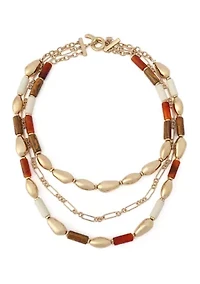 Mixed Stone Molten Beaded Layered Necklace
