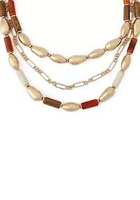 Mixed Stone Molten Beaded Layered Necklace