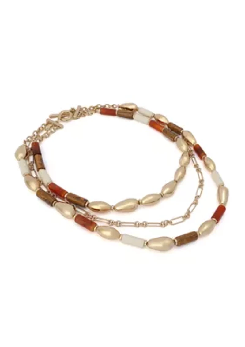 Mixed Stone Molten Beaded Layered Necklace
