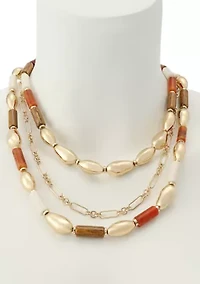 Mixed Stone Molten Beaded Layered Necklace