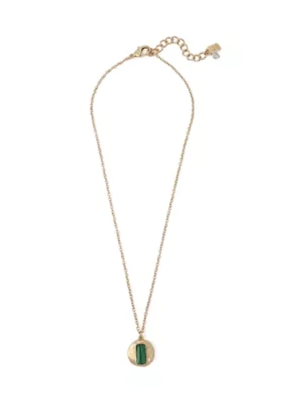 Malachite Molten Disc Pendant Necklace