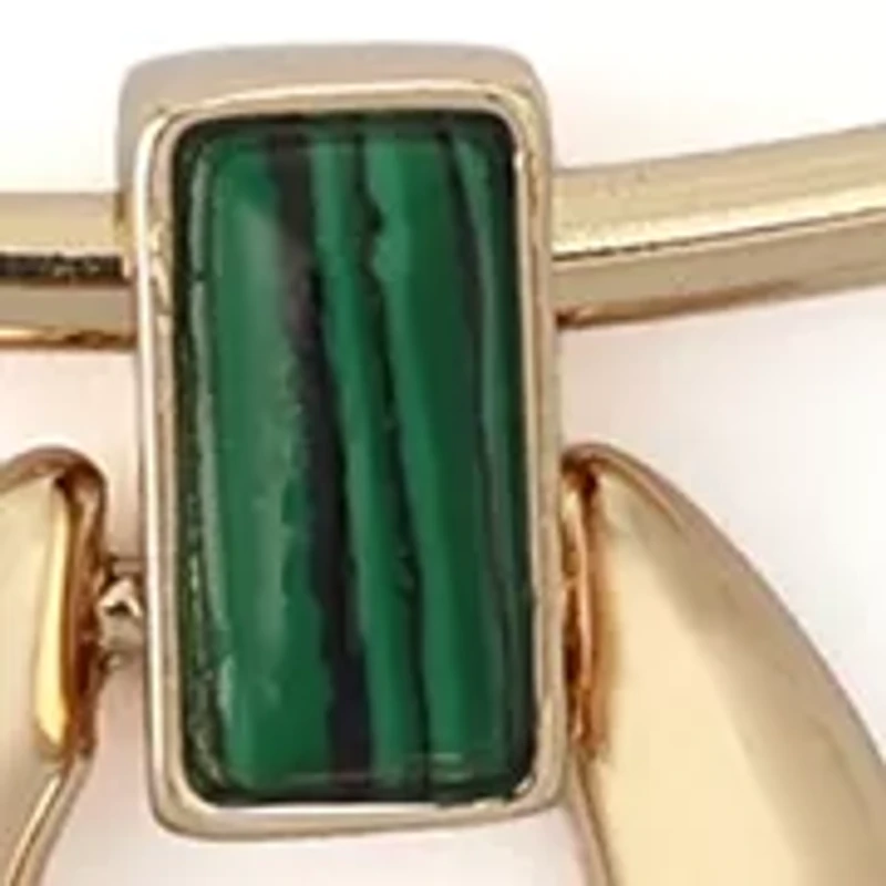 Malachite Molten Disc Pendant Wire Necklace