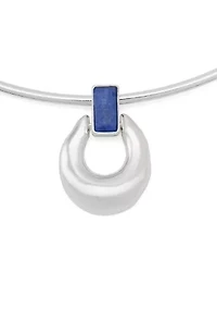 Lapis Molten Disc Pendant Wire Necklace