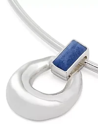 Lapis Molten Disc Pendant Wire Necklace