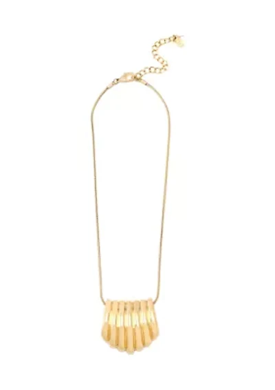Ribbed Tube Pendant Necklace