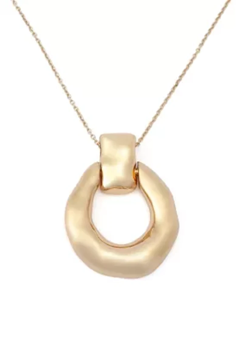 Molten Disc Pendant Long Necklace