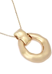 Molten Disc Pendant Long Necklace