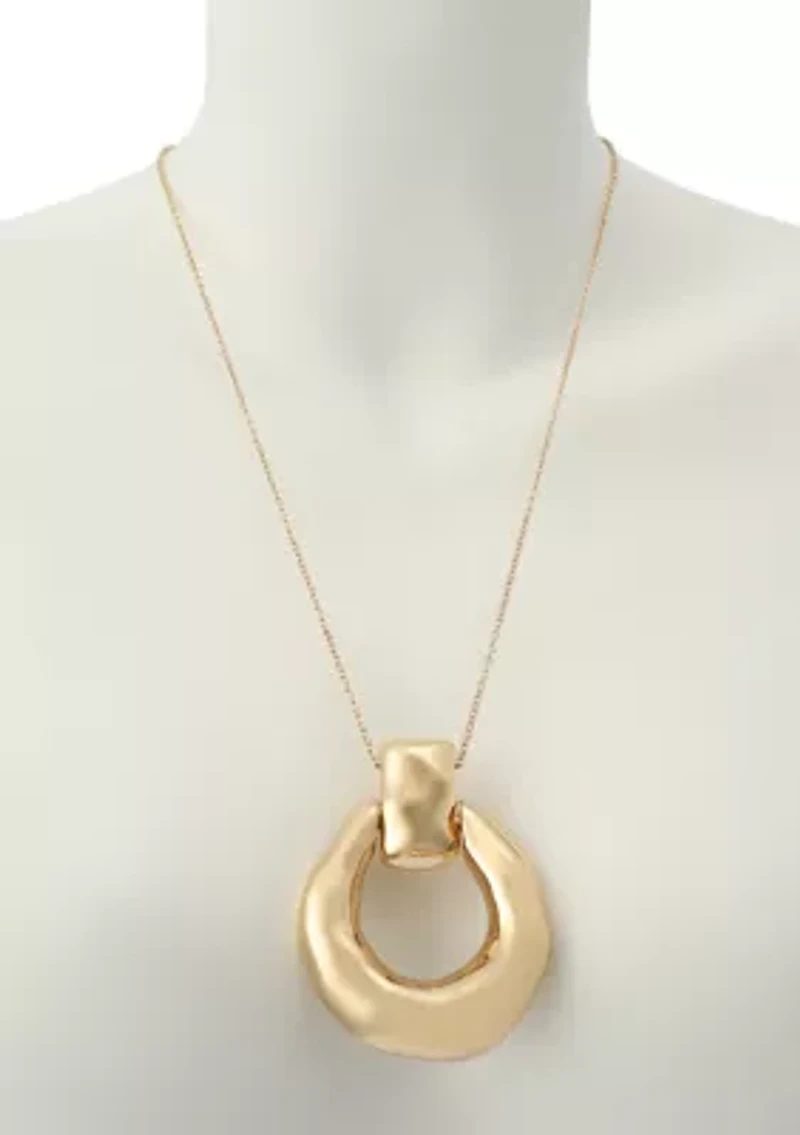 Molten Disc Pendant Long Necklace