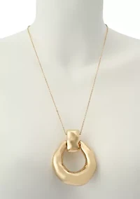 Molten Disc Pendant Long Necklace