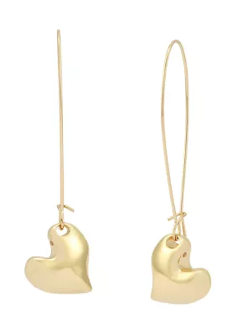 Heart Dangle French Wire Earrings