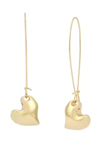 Heart Dangle French Wire Earrings