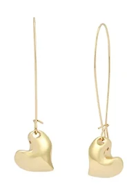 Heart Dangle French Wire Earrings