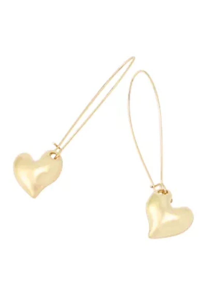 Heart Dangle French Wire Earrings